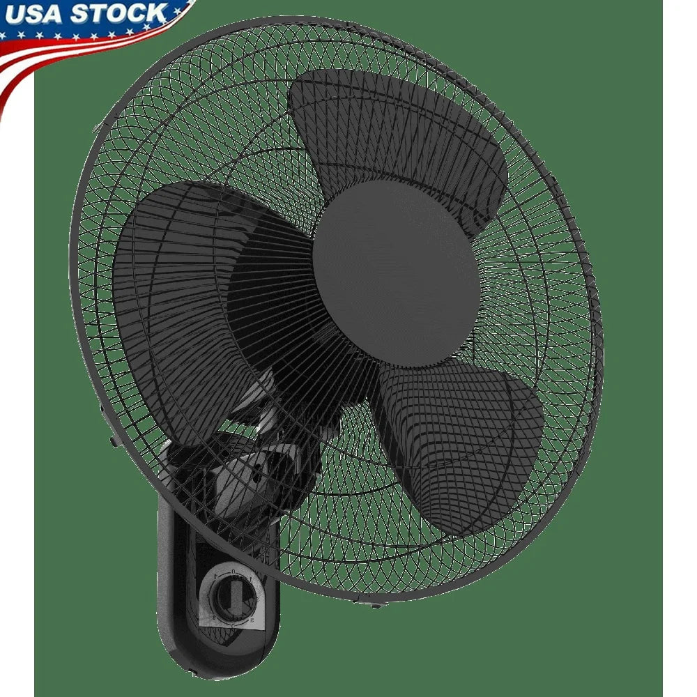16 Inch Oscillating Wall Mount Fan 3 Speed Adjustable Airflow Whisper Quiet Easy Install Rotating Head Durable Household Cooling