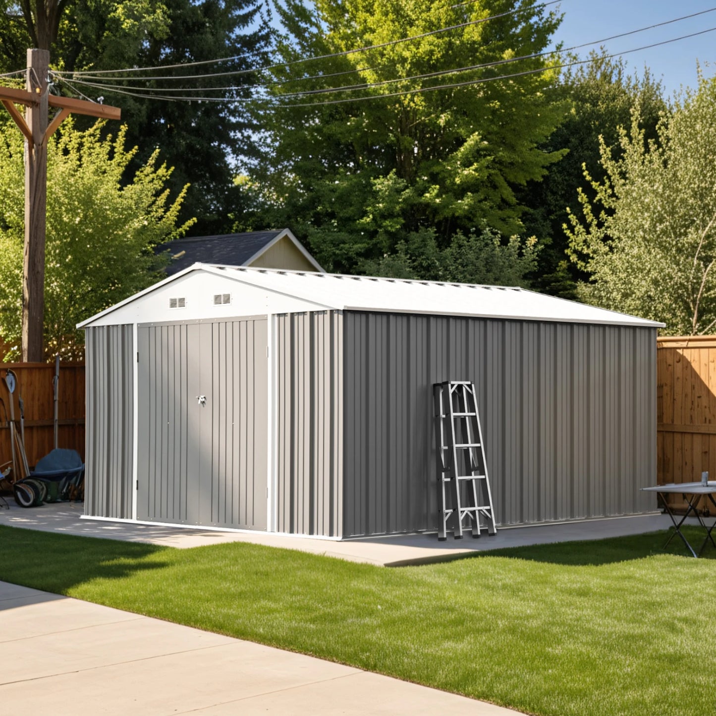 10x12 FT Metal Storage Shed Outdoor Garden Tool Utility Storage