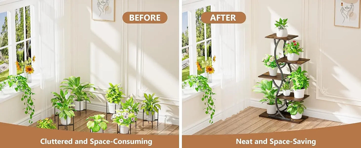 Indoor Plant Stand with Grow Lights 5 Tier Metal Shelf for Plants