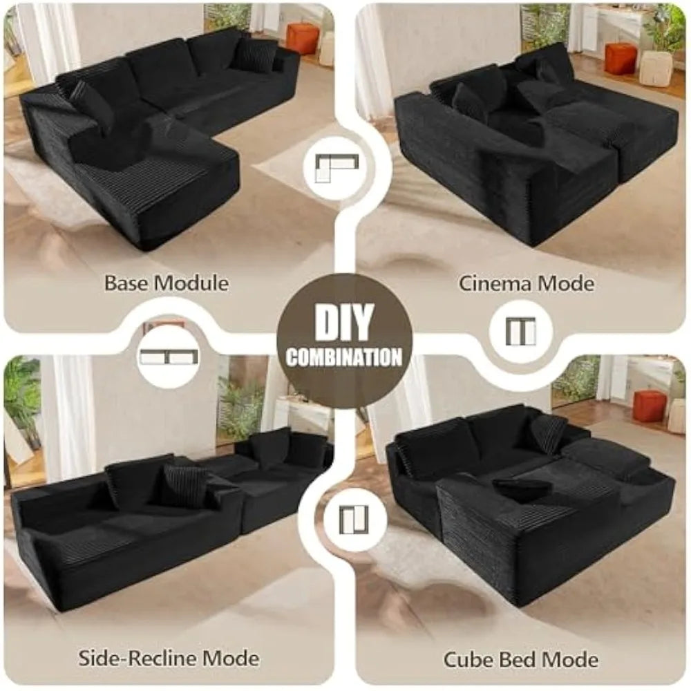 108 Inch L Shape Modular Sectional Sofa Modern Deep Seat Couch Living Room