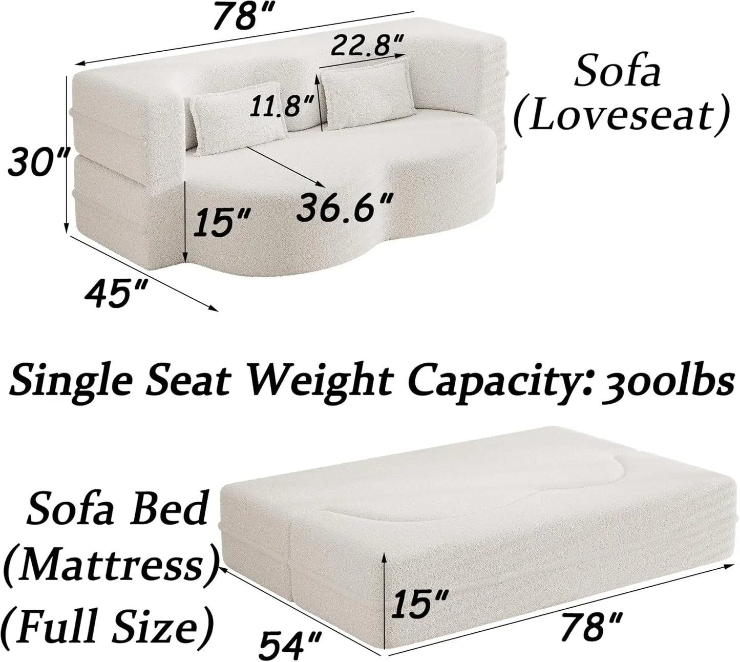 Ljustra Convertible Folding Sofa Bed Memory Foam Sleeper Couch