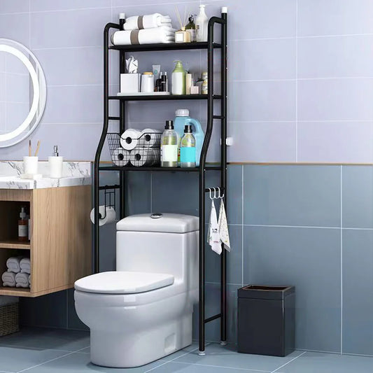 Ljustra Over Toilet Storage Metal Organizer Rack Bathroom Shelf Towel Hooks