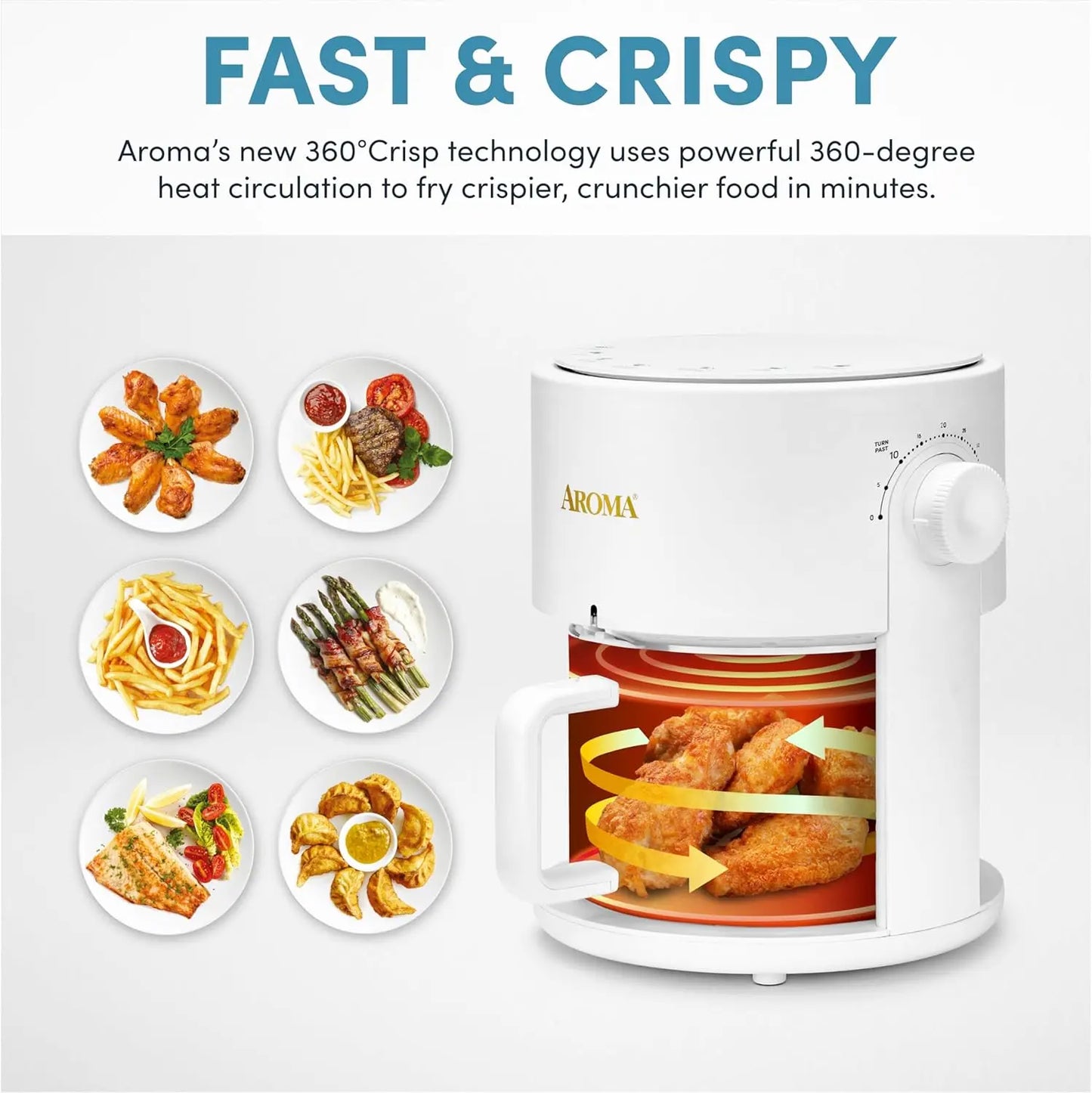 Ljustra Glass Air Fryer Countertop Convection Oven 3 Quart 360Crispy Technology