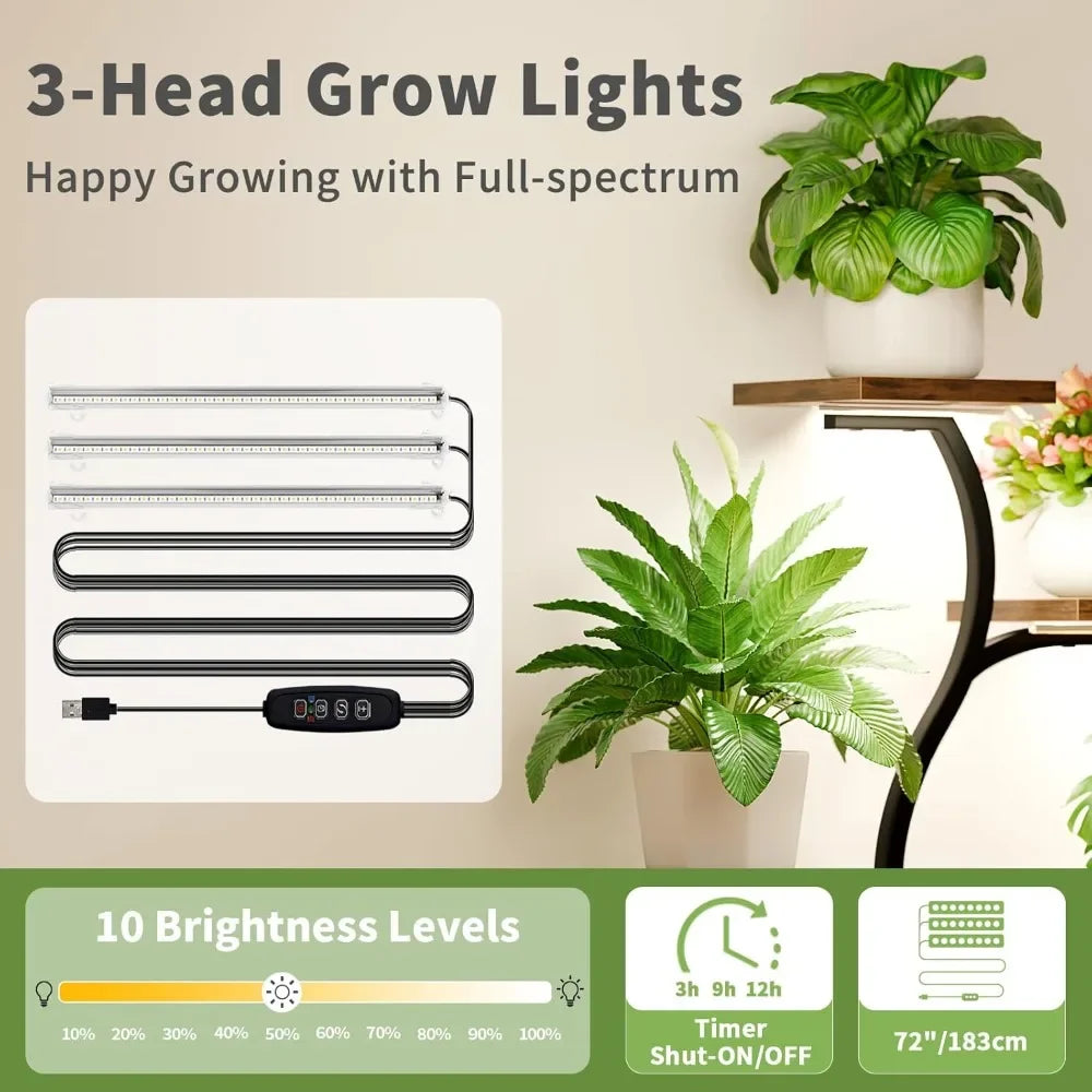 Indoor Plant Stand with Grow Light 8 Tiered Plant Shelf 49 Inch Tall