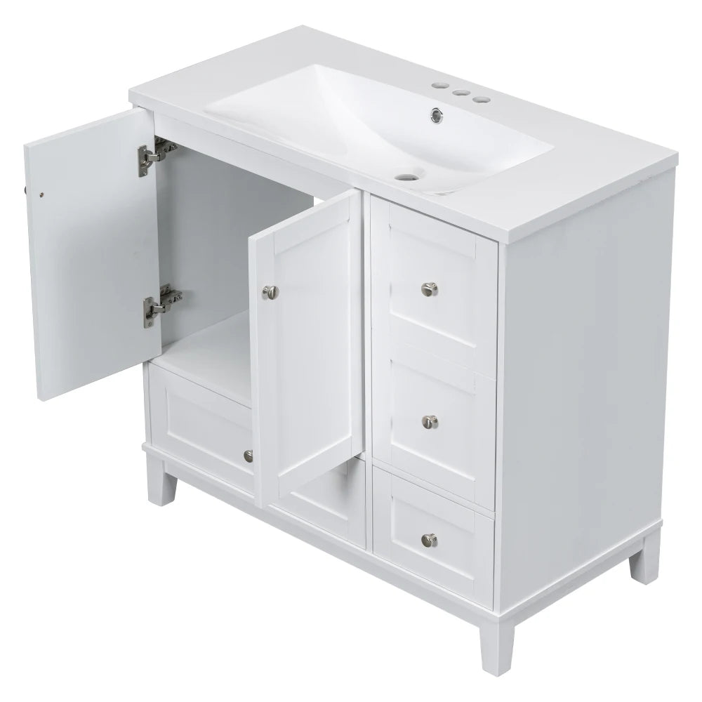 36 Inch Modern Bathroom Vanity with USB Charging and Ample Storage