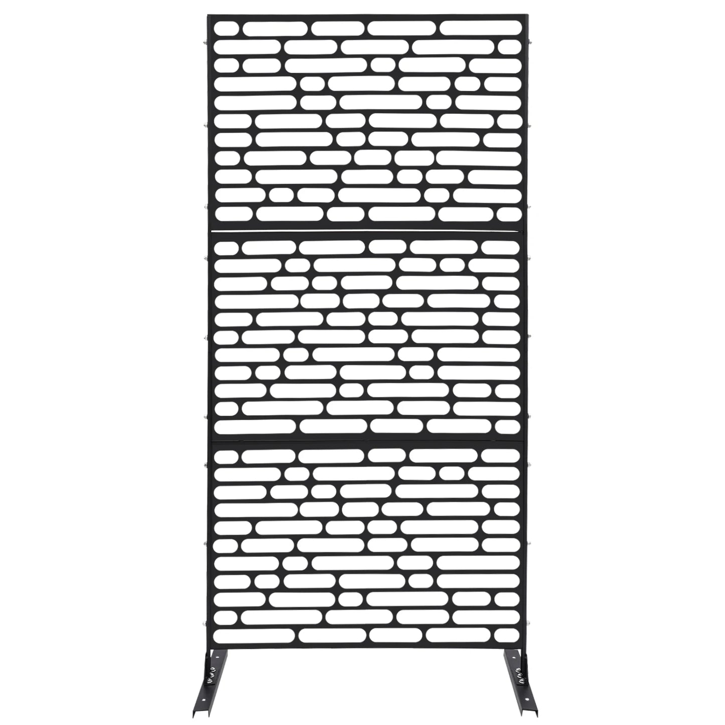 3-Panel Privacy Screen Freestanding Steel Fence Indoor Outdoor Decor