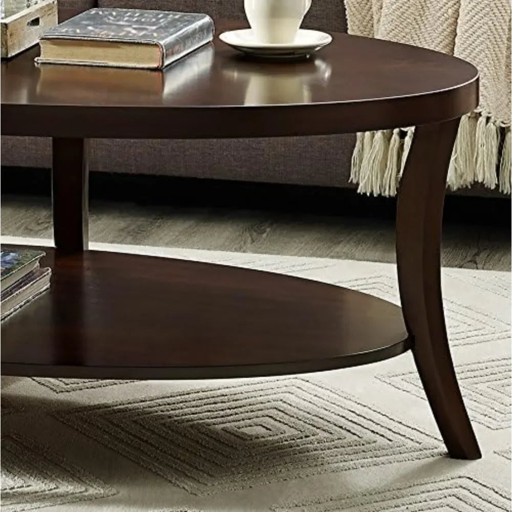 Perth Contemporary Oval Coffee Table with Storage for Living Room