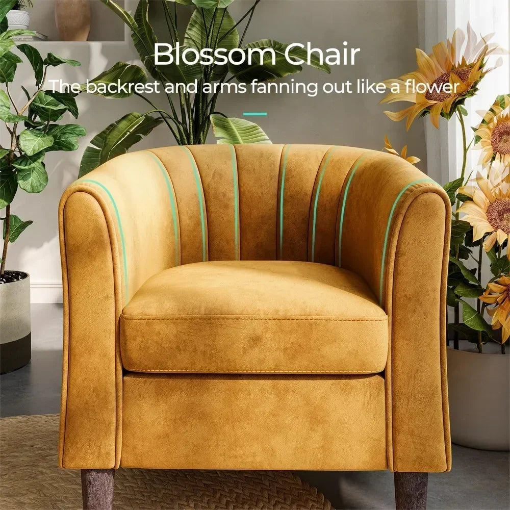 Ljustra Velvet Barrel Accent Chair Modern Comfy Reading Chair Living Room