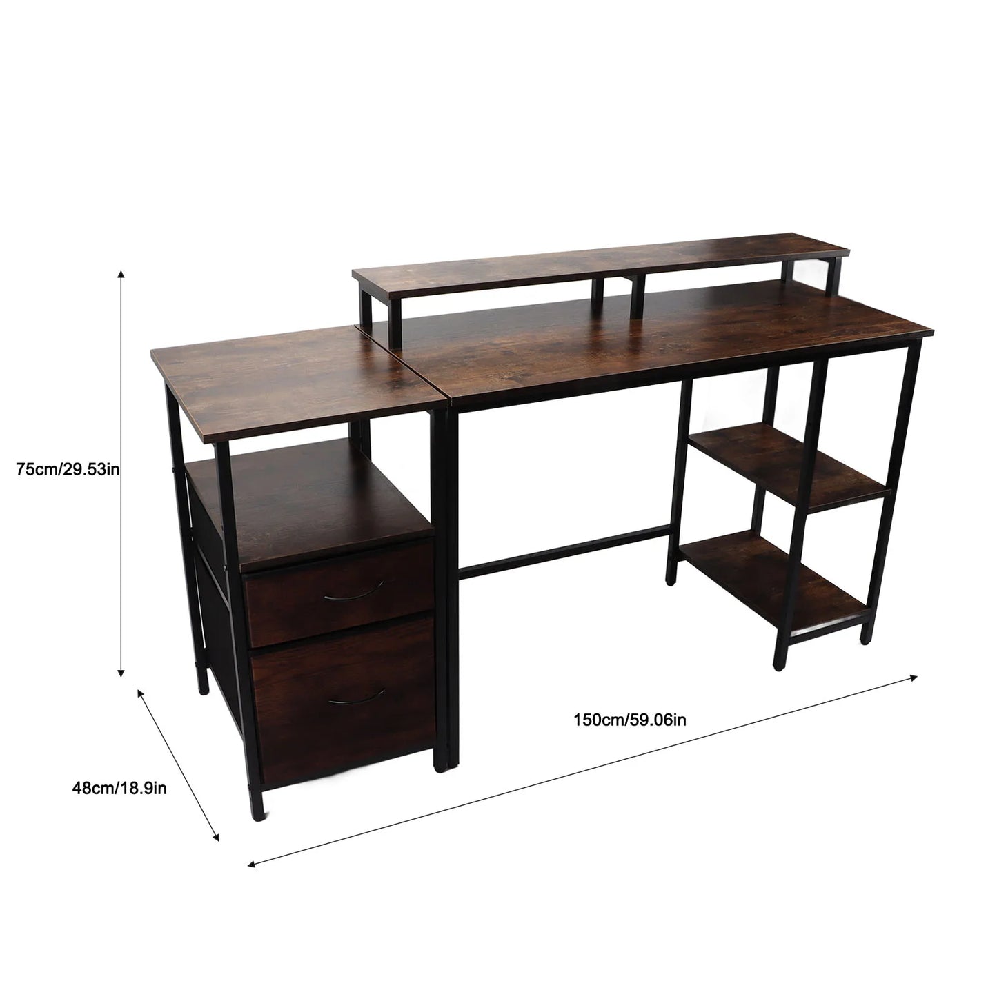 Ljustra Computer Desk with Raised Shelf Sturdy Vintage Home Office Desk