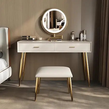 Makeup Vanity Desk with Mirror and Lights Small Vanity Table Set