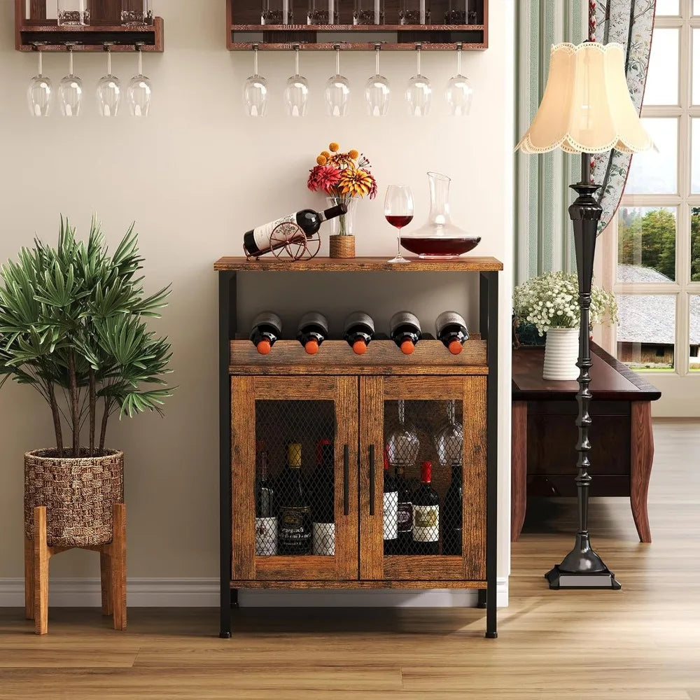 Wine Bar Rack Cabinet Small Sideboard Buffet with Detachable Rack