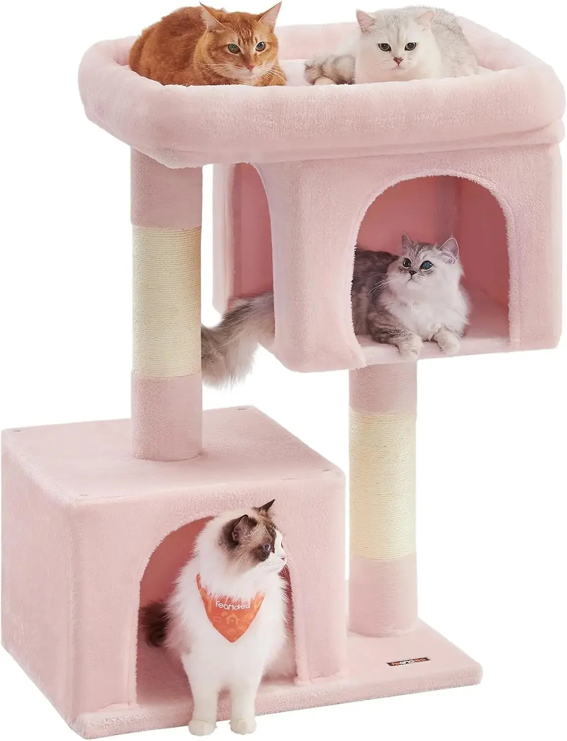 Cat Tree Tower for Large Cats 33.1 Inch with Caves and Scratching Post