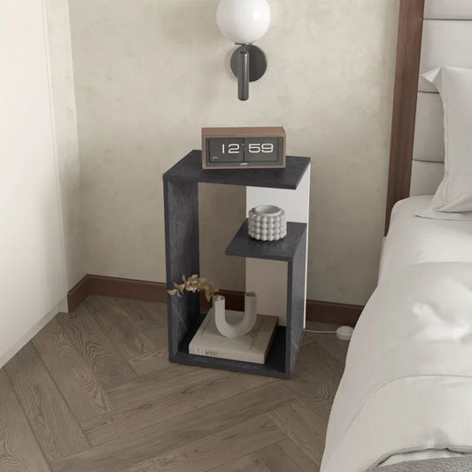 Side Table with Open Storage Compact Design for Living Room Bedroom