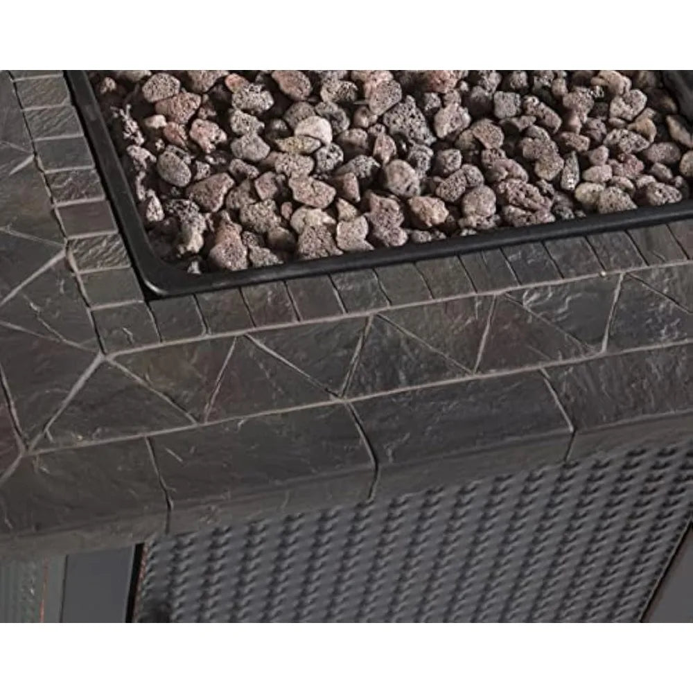 30 Inch Gas Outdoor Fire Pit Table with Resin Mantel and Lava Rock