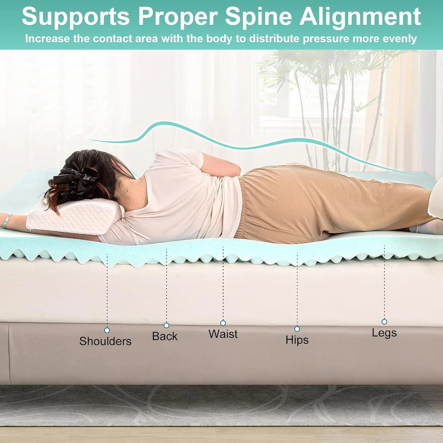 Ljustra 3 Inch Memory Foam Mattress Liner Cooling Pad for Comfort Relief