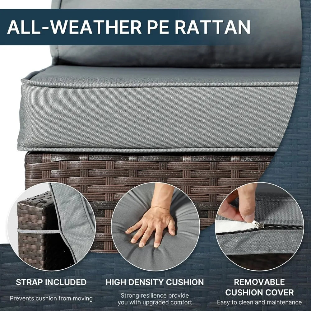 7-Piece Patio Set Sectional Sofa All-Weather PE Rattan Wicker Furniture