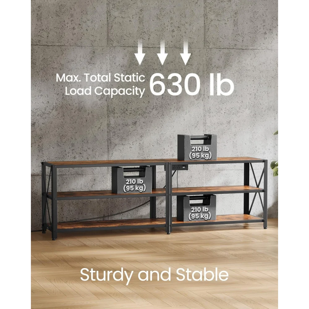 TV Stand with LED Lights and Power Outlets for 65 Inch TVs