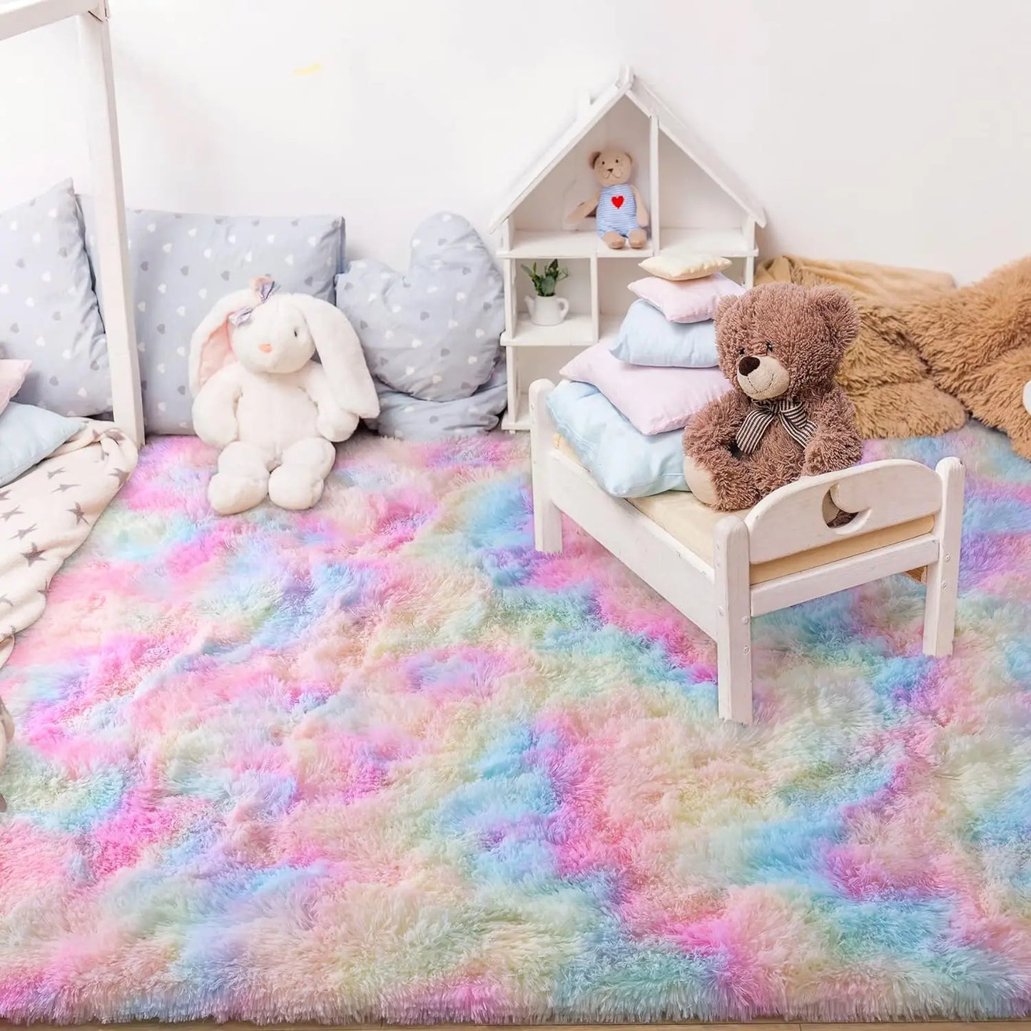 Fluffy Area Rugs for Bedroom Living Room Soft Fuzzy Non Slip Carpet