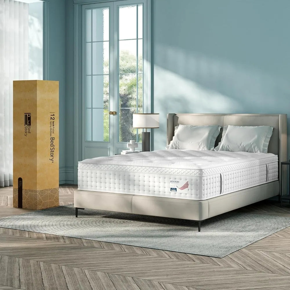 Ljustra Queen Mattress 12 Inch Extra Plush Memory Foam Hybrid Support