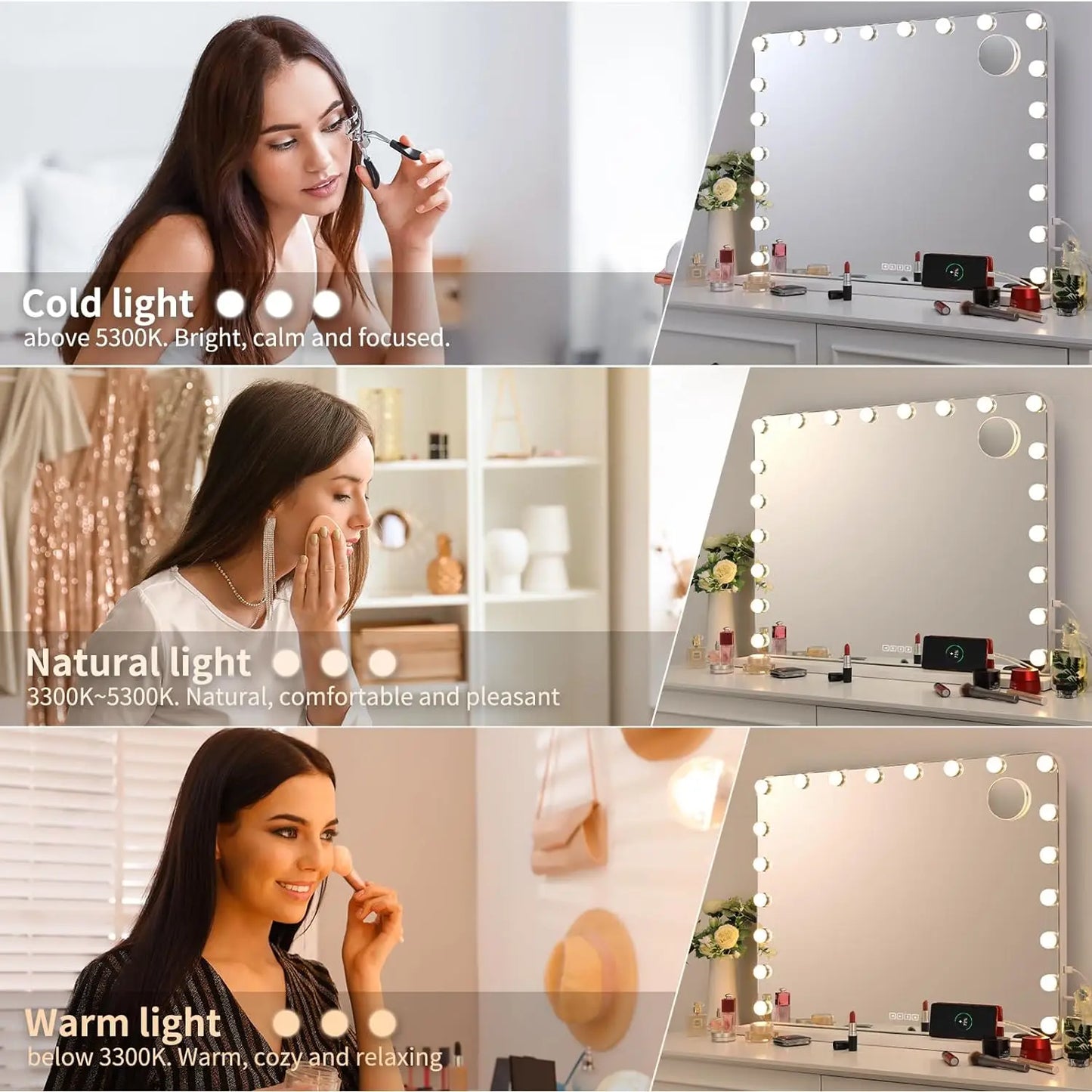 Hollywood Vanity Mirror Bluetooth Speaker with 20 LED Bulbs Dimmable