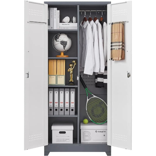 72.8" Broom Storage Cabinet Metal Utility Closet for Cleaning Supplies