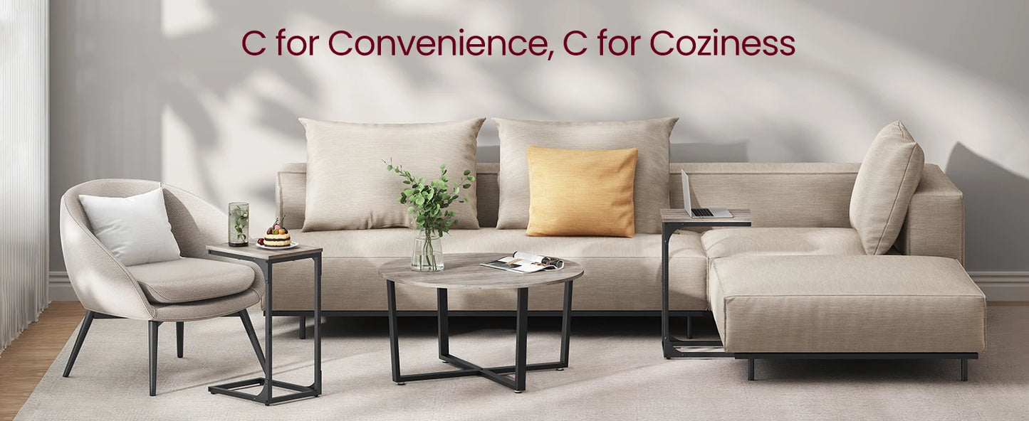 Ljustra C-Shaped End Table Small Side Table for Couch Sofa Living Room