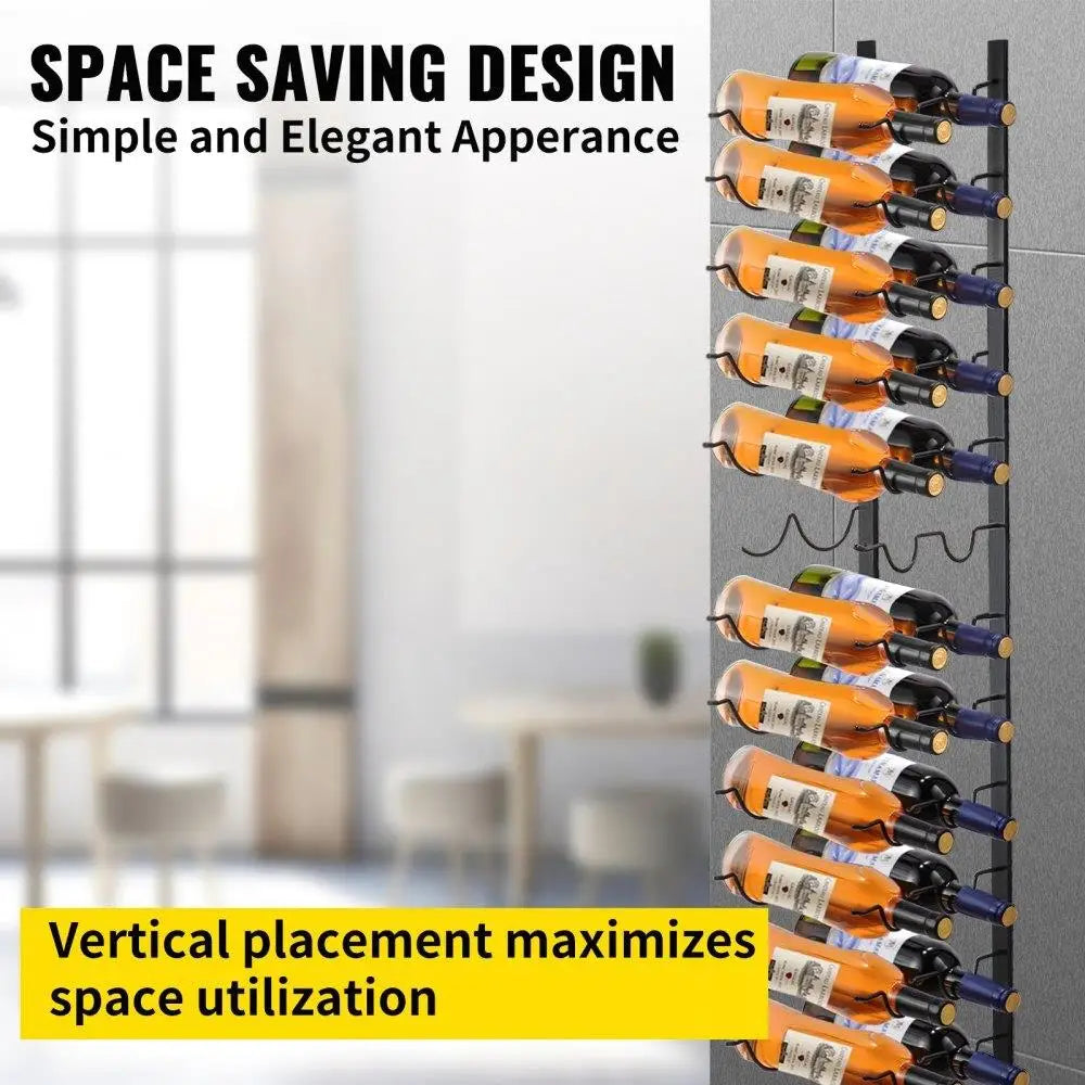 Wall Mounted Wine Rack Holds 24 Bottles Space Saving Modern Design