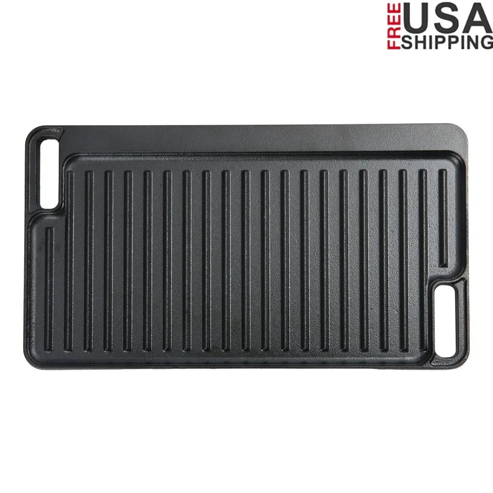 16 Inch Pre-Seasoned Cast Iron Grill Griddle Pan Reversible Heavy Duty