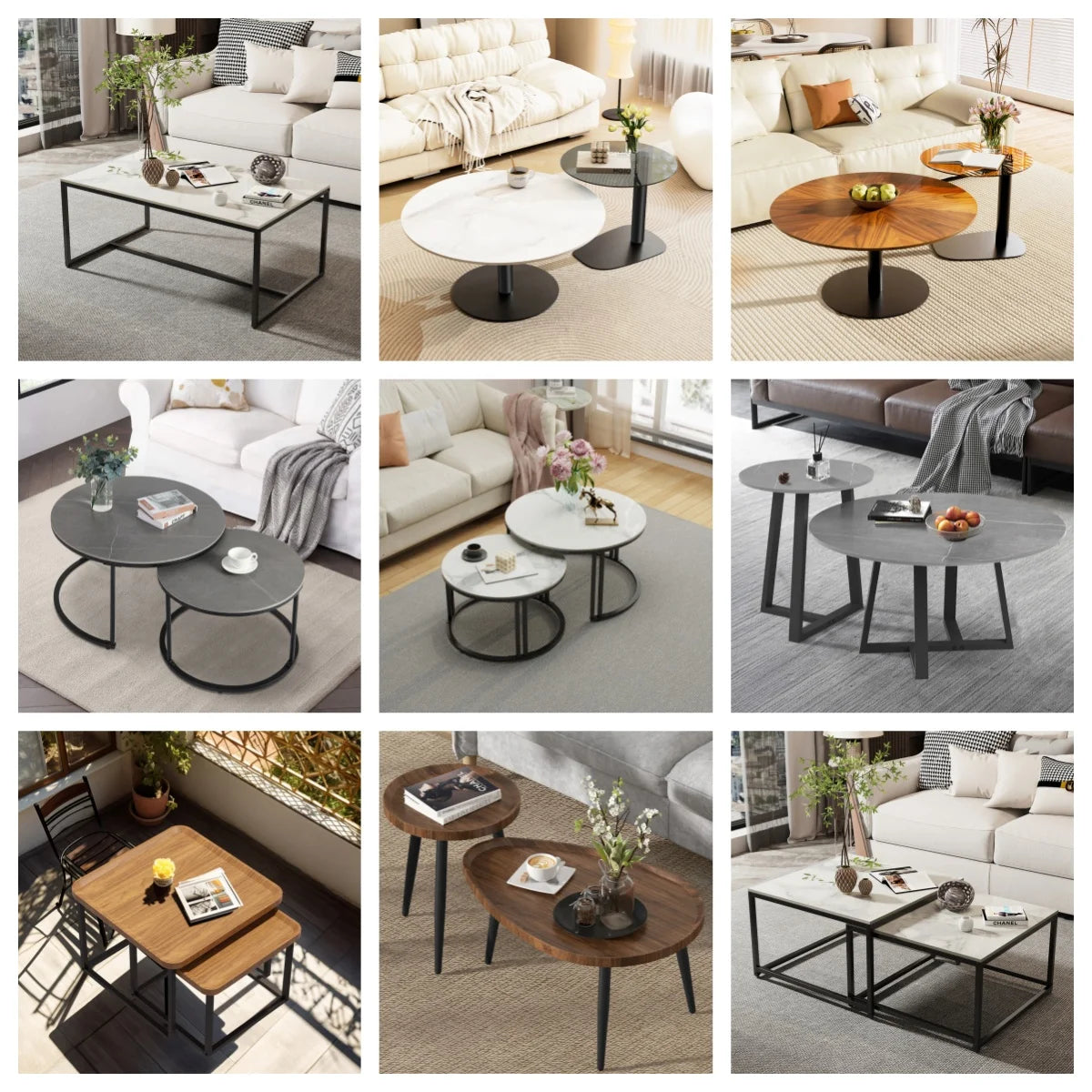 Ljustra Nesting Coffee Table Set Irregular Drop-shaped Modern Design