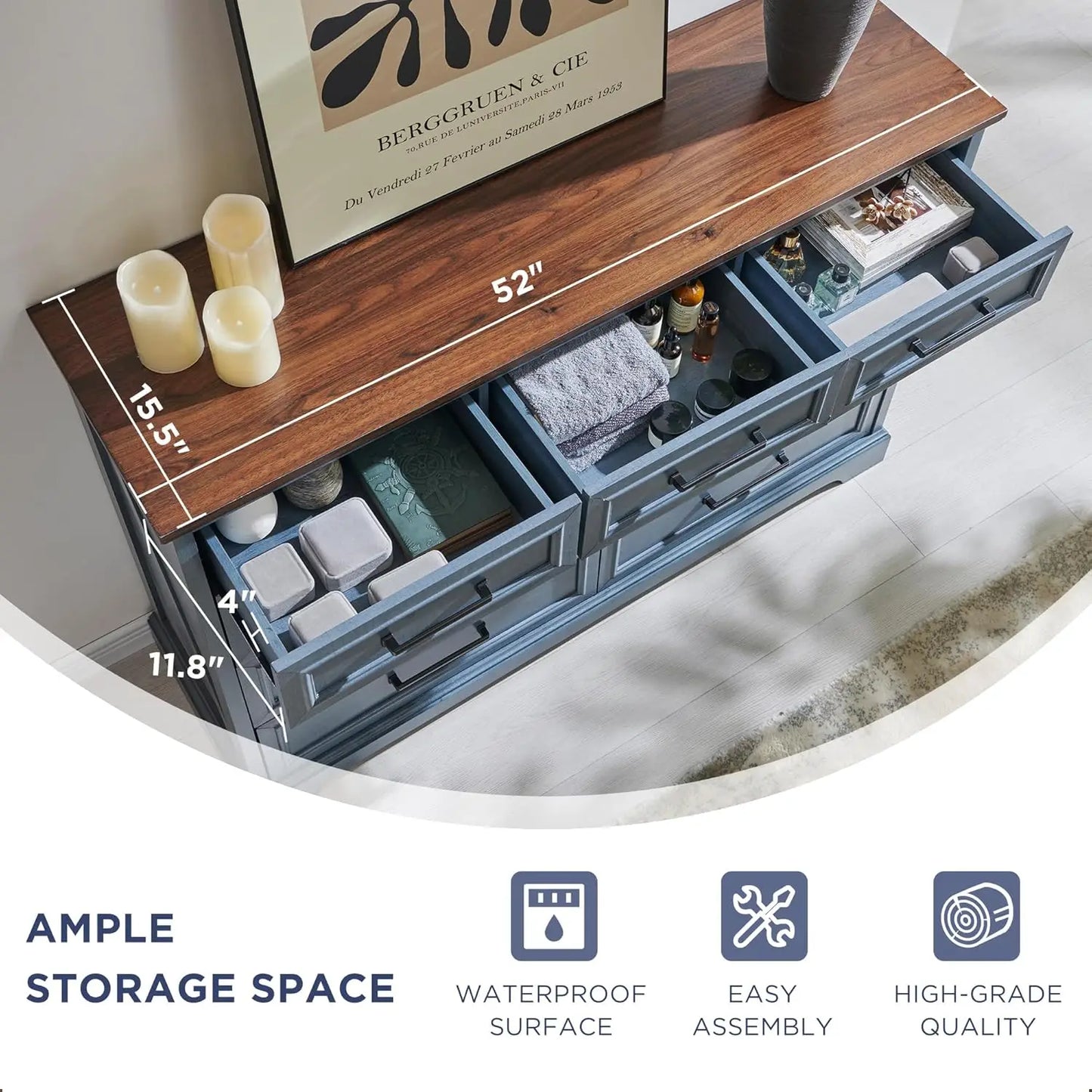 **** Farmhouse 9 Drawer Dresser Tall Modern Bedroom Storage Furniture