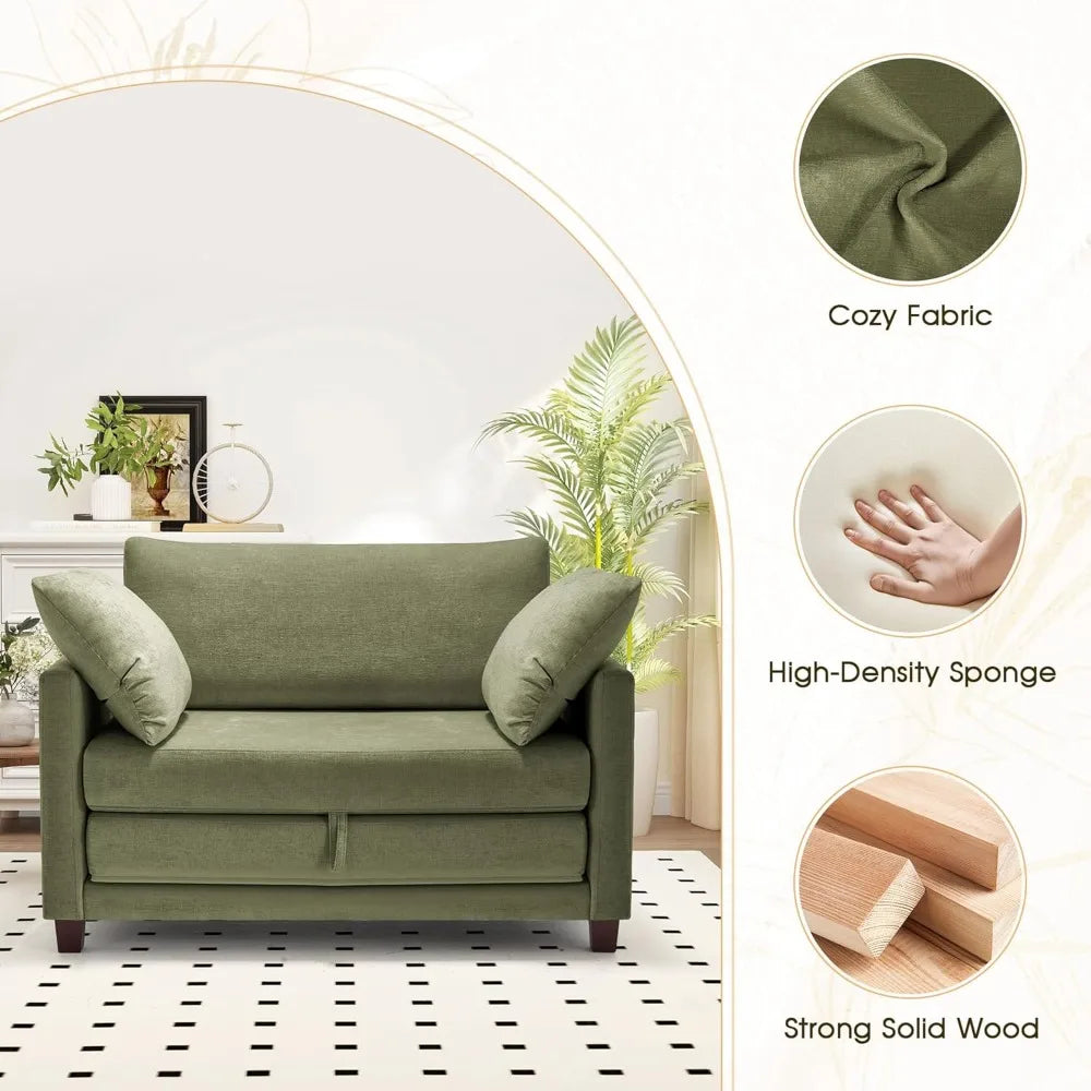 51 Inch Convertible Sofa Bed Folding Loveseat Sleeper for Small Spaces