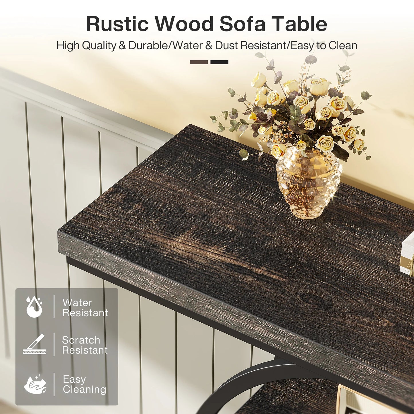 Console Table 4-Tier Entryway Table Industrial Sofa Table Living Room