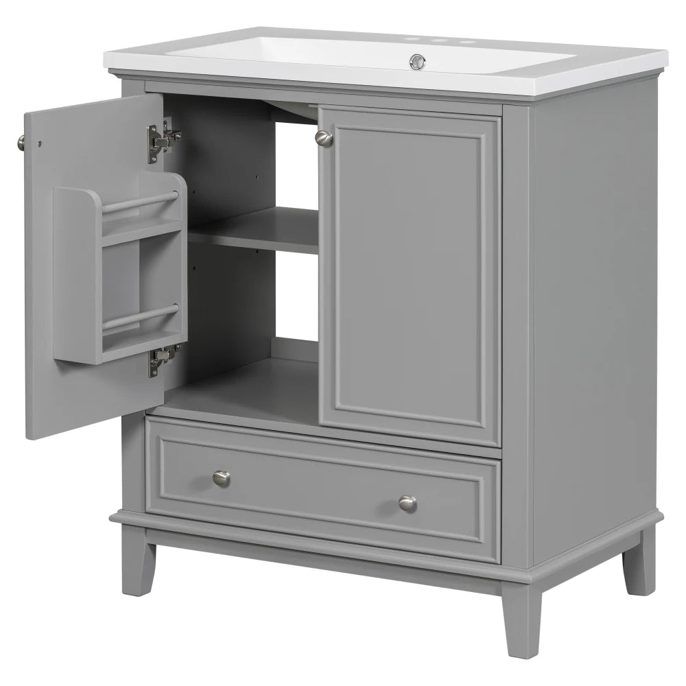 30 Bathroom Vanity Sink Combo Solid Wood MDF Cabinet Storage Modern