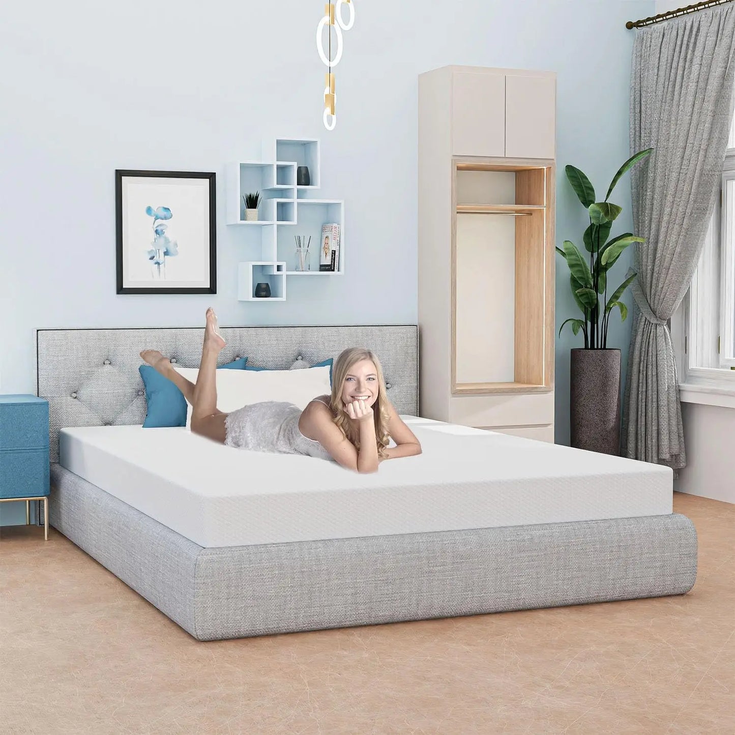 Ljustra 6 Inch Queen Mattress Gel Memory Foam Pressure Relieving Cooling