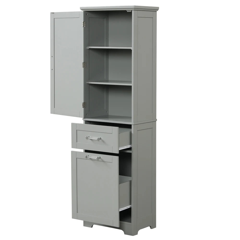 Tall Bathroom Storage Cabinet Freestanding with Adjustable Shelf and Drawers