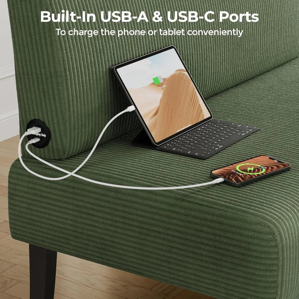 Small Mini Armless Loveseat Futon Couch for Bedroom Dorm Living Room