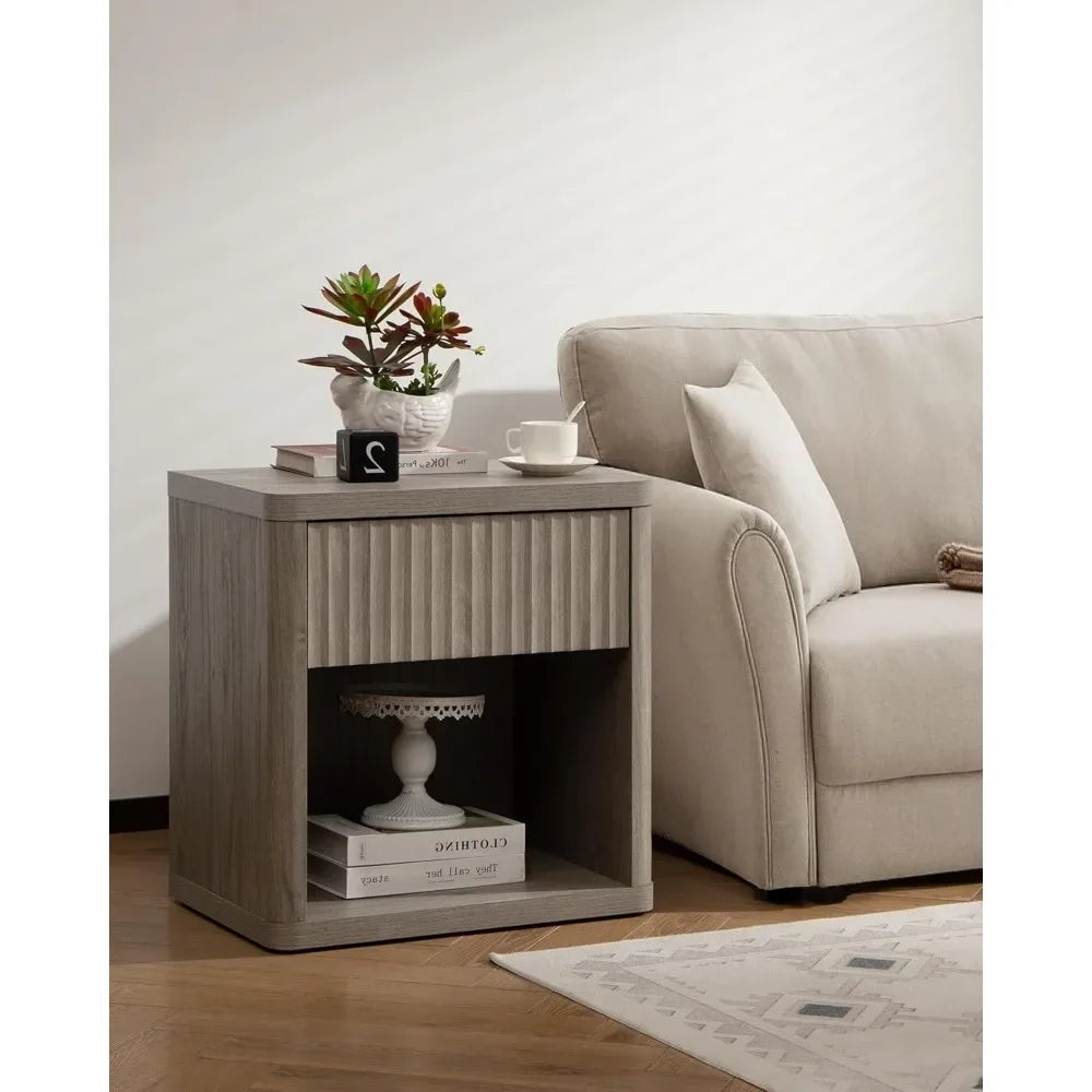 Modern Nightstand Set of 2 with Storage Drawer Minimalist Design