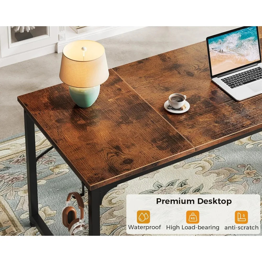 Large Modern 71 Inch Computer Desk Home Office Desk with Storage Hook