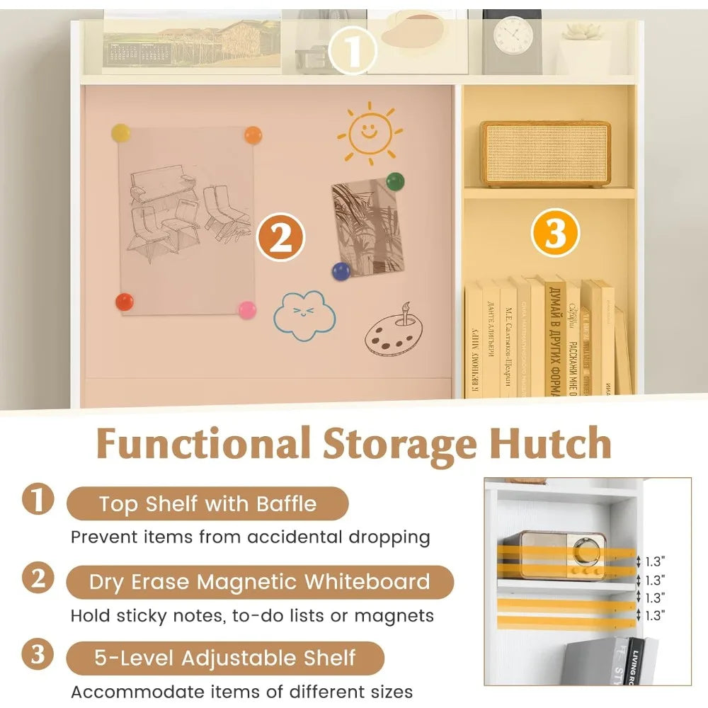 Ljustra Space Saving Computer Desk with Hutch and Magnetic Whiteboard
