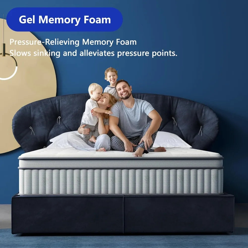 12 Inch Full Size Hybrid Mattress Gel Memory Foam Pocket Springs Medium Firm