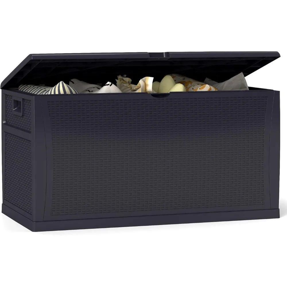 120 Gallon Resin Deck Box Weatherproof Outdoor Storage for Patio Garden