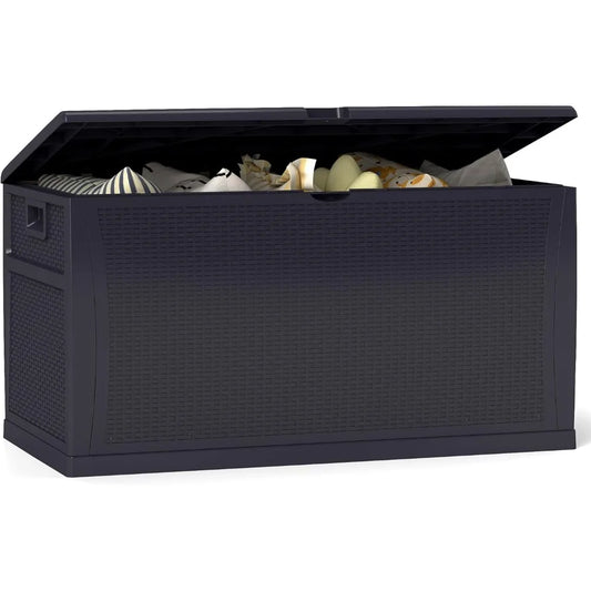 120 Gallon Resin Deck Box Weatherproof Outdoor Storage for Patio Garden