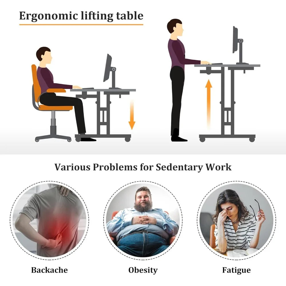 Best Selling Mobile Standing Desk with Wheels Portable Adjustable Height