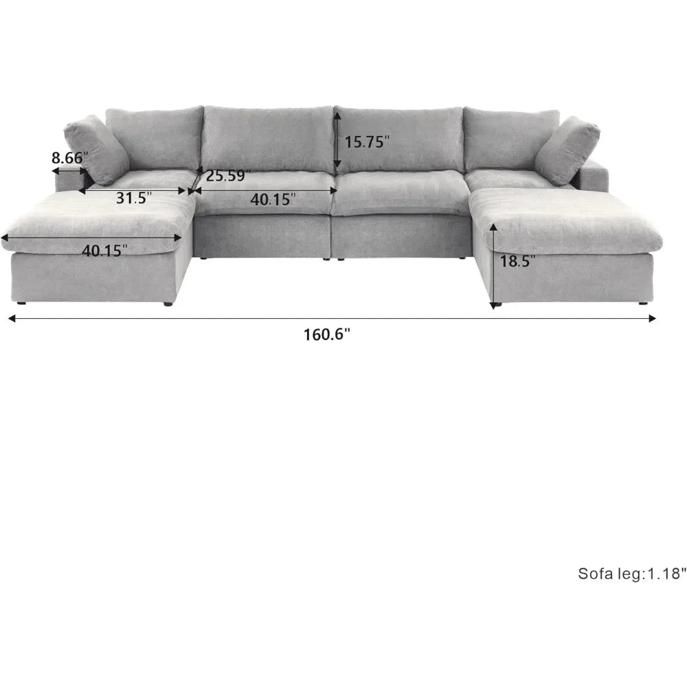 Ljustra 6-Seats Modular Convertible Sectional Sofa Couch Comfortable Living Room