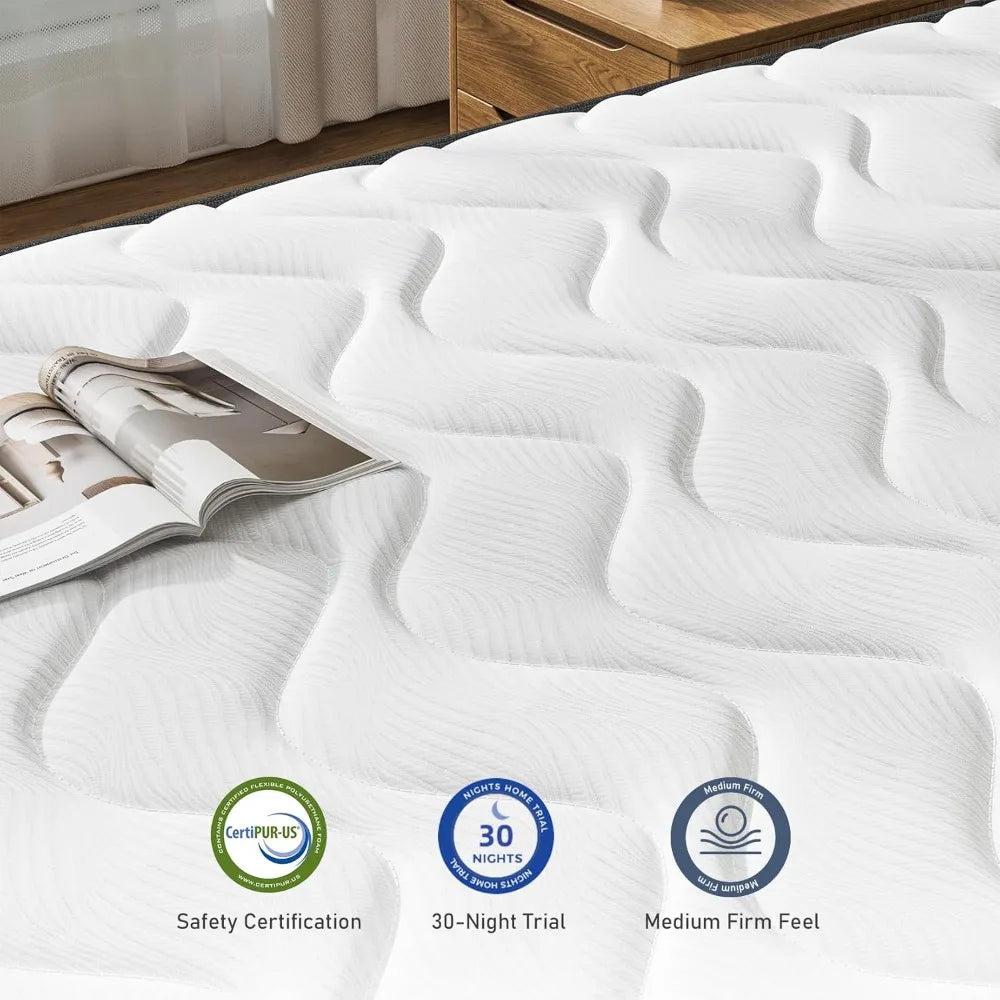 Ljustra Twin Hybrid 10 Inch Plush Innerspring Mattress Bed in a Box