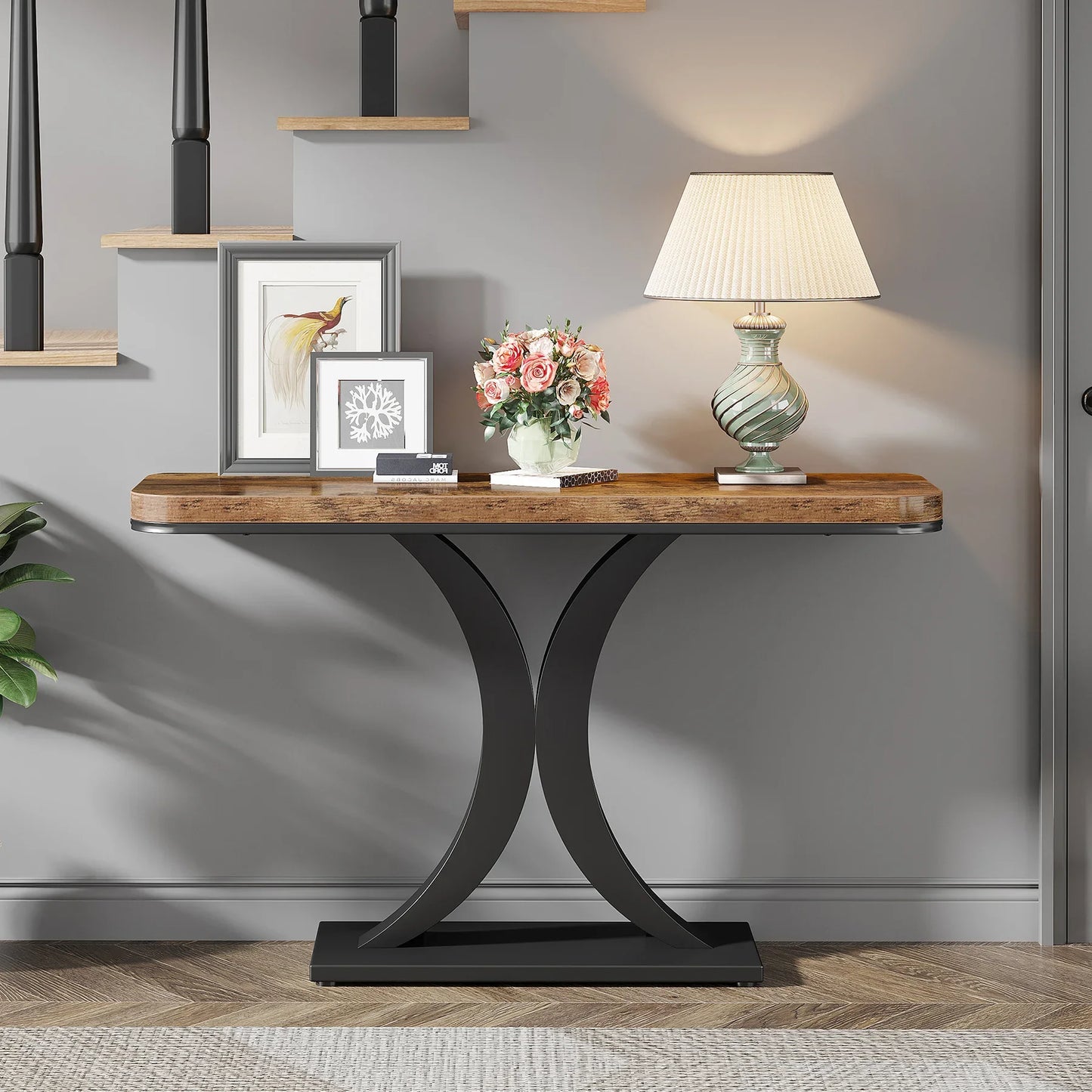 Ljustra Industrial Console Table 40 Inch Narrow Entryway Foyer Accent