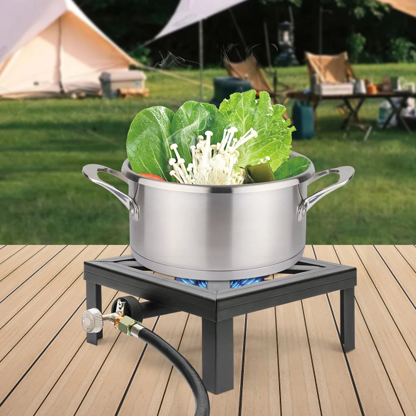 Portable Single Burner Gas Stove Outdoor Propane Cooker Camping BBQ