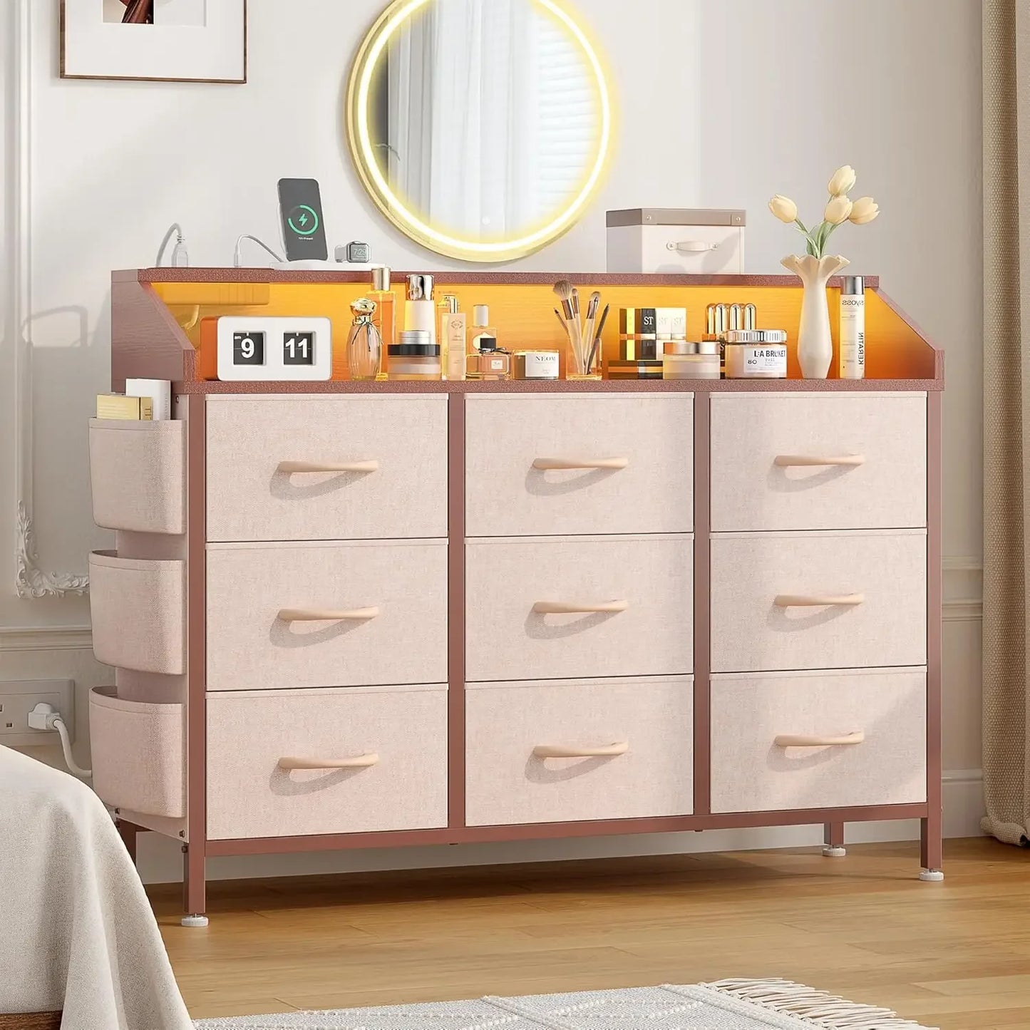 Modern 9 Drawer Dresser Chest for Bedroom Living Room Storage Organizer