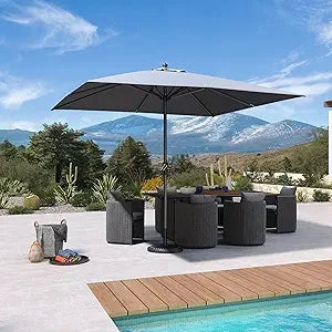 10ft Square Patio Umbrella Aluminum Frame Market Sun Umbrella Outdoor