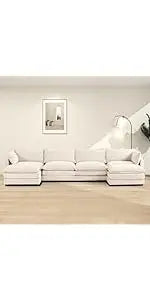 112 Inch 4 Seat L Shaped Modular Corduroy Sofa Set for Living Room